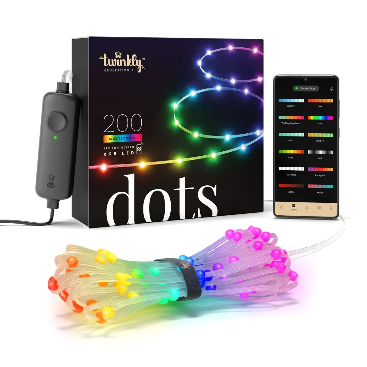 [OPEN BOX] TWINKLY DOTS Starter Kit 10M - 200 LEDs RGB App-Controlled LED Light String Gen II - Transparent