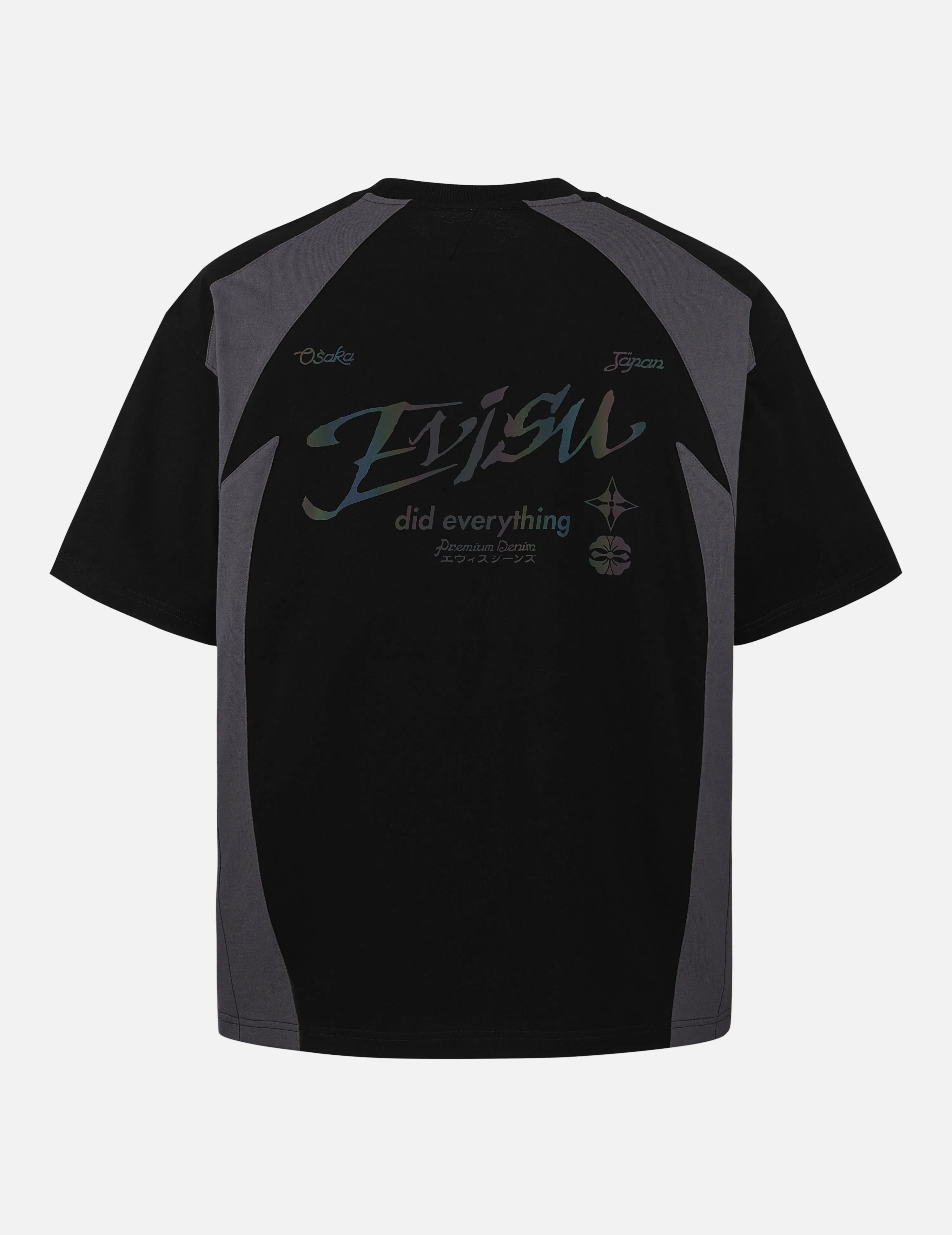 Panel Blocking with Colorful Logo Print Loose Fit T-Shirt
