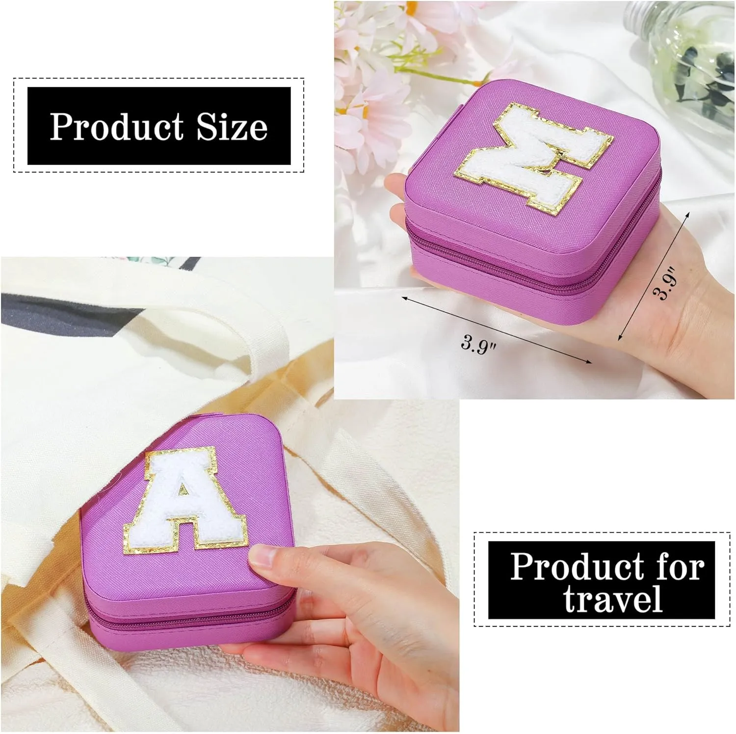 Parima Preppy Travel Jewelry Box - Personalized Trendy Letter Jewelry Organizer Box for Girls, Travel Gifts for Teen Girls Trendy Stuff | Graduation Gifts for Girls Fashion - Letter C, Purple