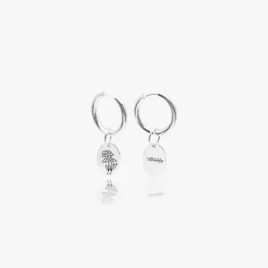 Personalized Birth Month Flower Earrings, Floral Signet Hoops, Custom Name Engraved Jewelry
