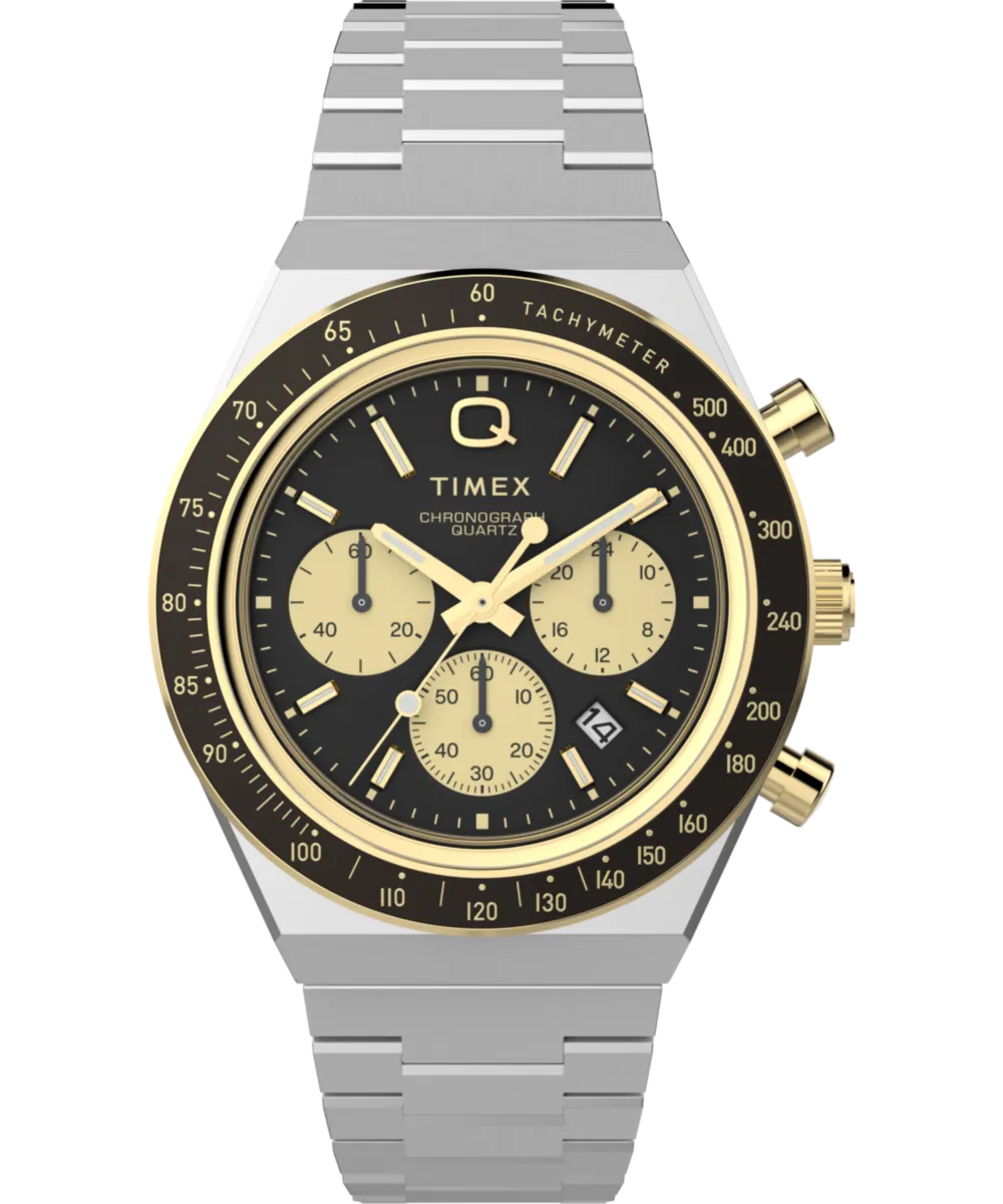 Q Timex® Chronograph 40mm Stainless Steel Bracelet Watch 