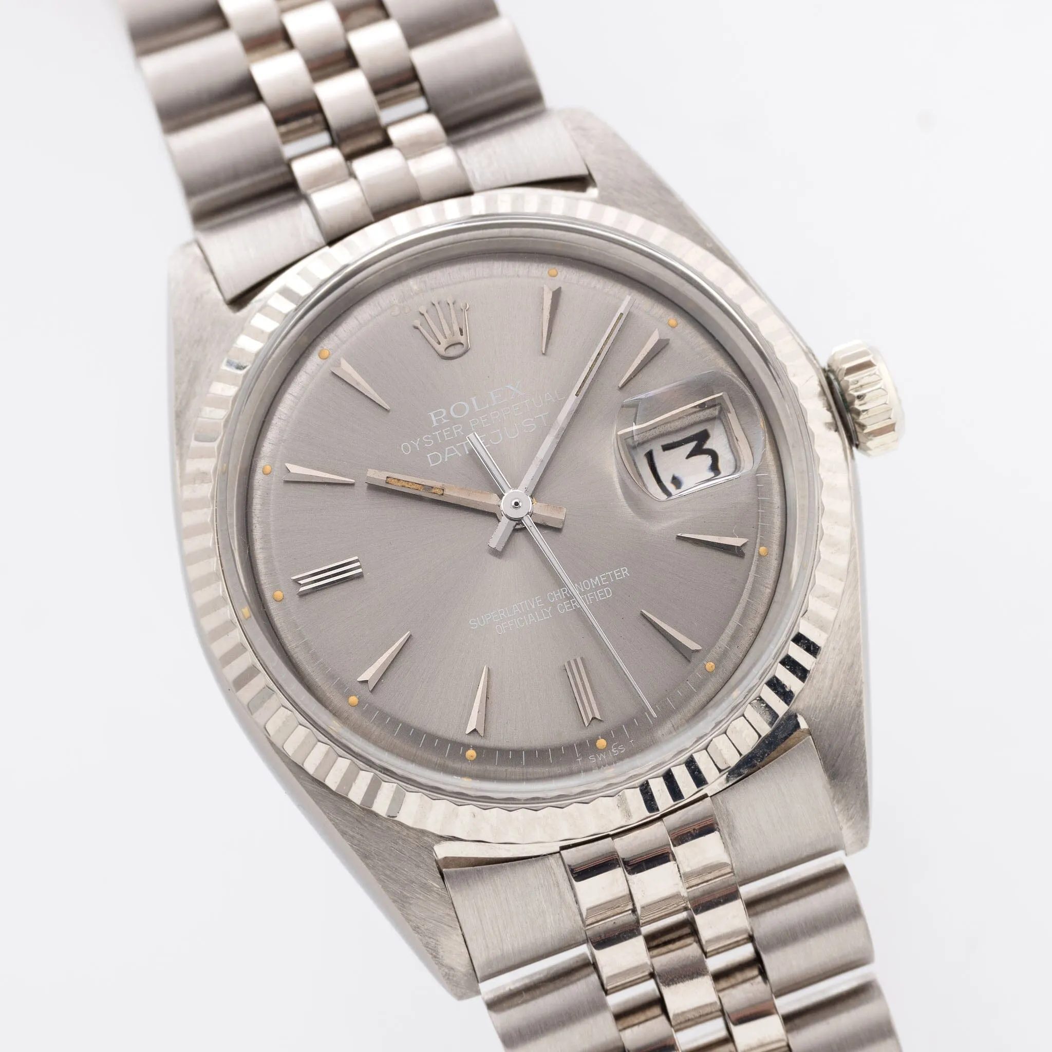 Rare Rolex Datejust 1601/9 White Gold Case - Grey Dial