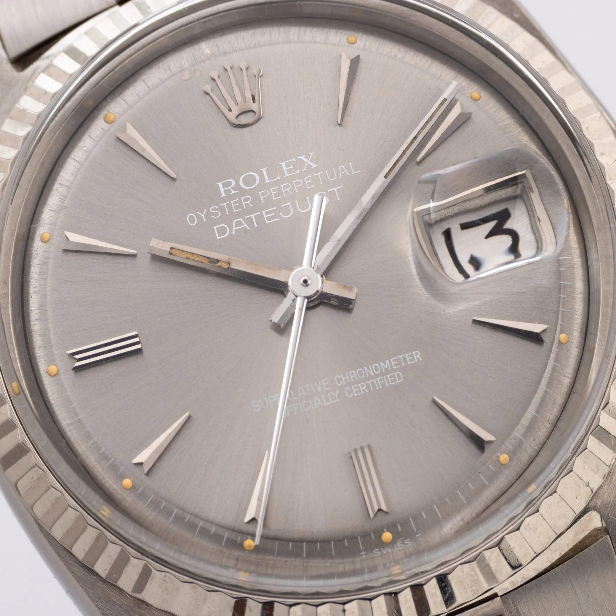 Rare Rolex Datejust 1601/9 White Gold Case - Grey Dial