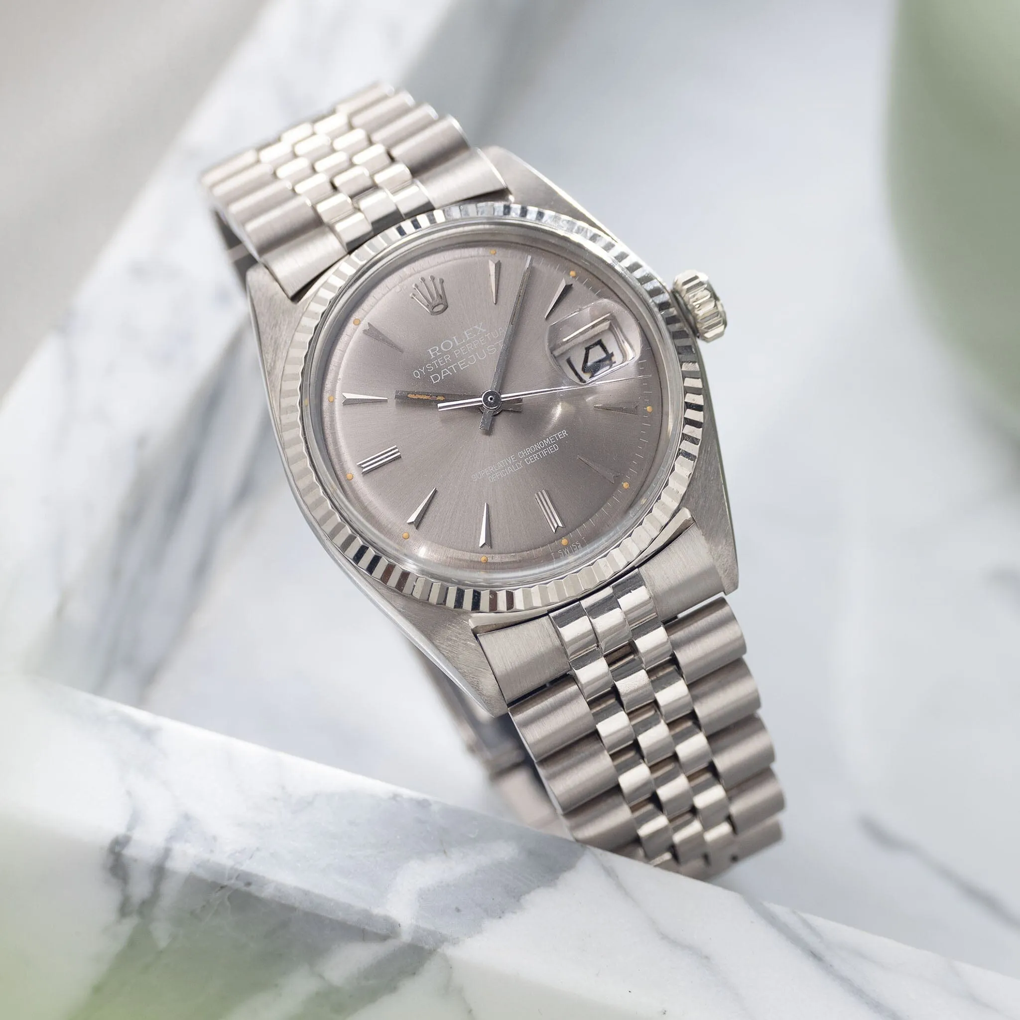 Rare Rolex Datejust 1601/9 White Gold Case - Grey Dial