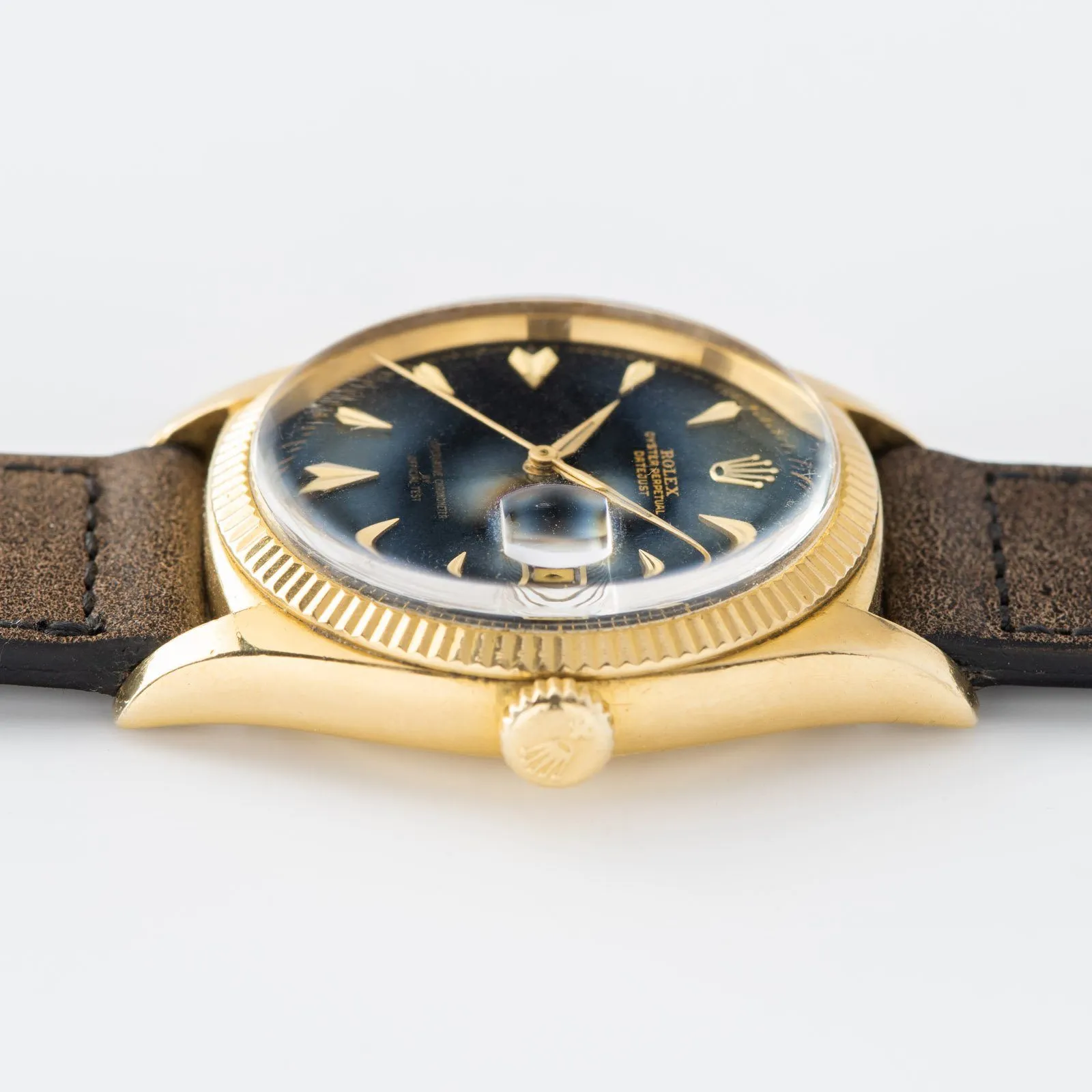 Rare Rolex Datejust ref 6605 Black Gilt Dial with 'OFFICIAL TEST' Text