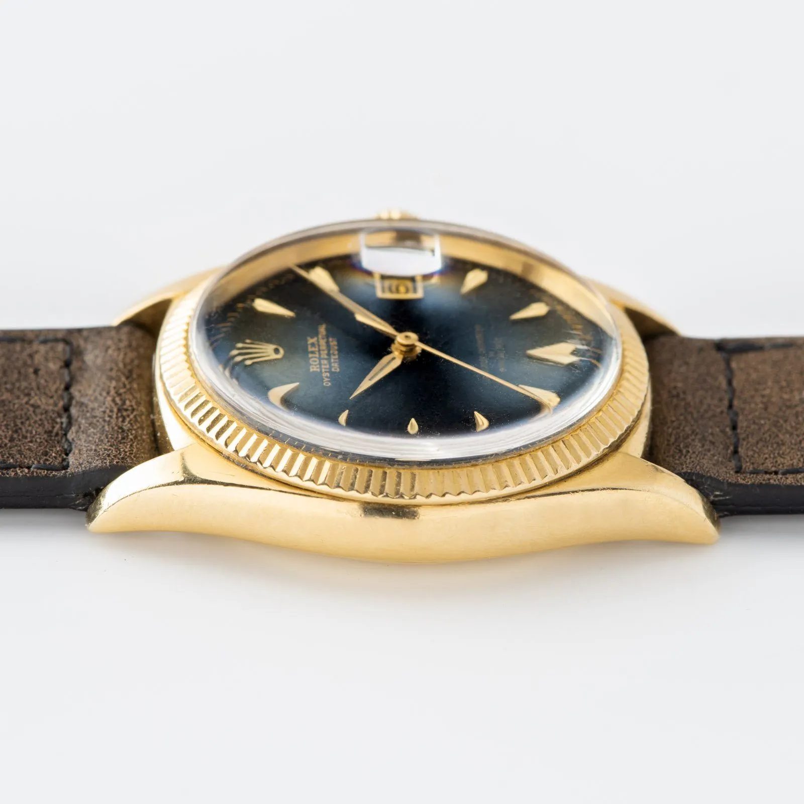 Rare Rolex Datejust ref 6605 Black Gilt Dial with 'OFFICIAL TEST' Text