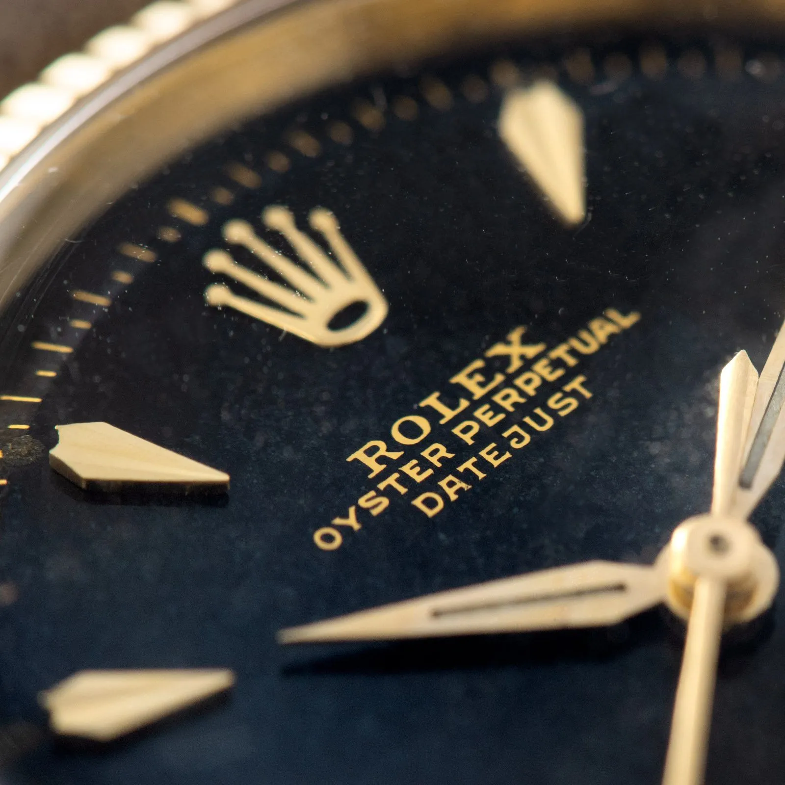 Rare Rolex Datejust ref 6605 Black Gilt Dial with 'OFFICIAL TEST' Text