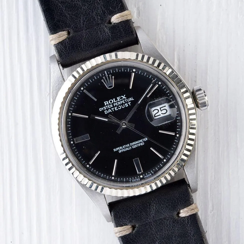 ROLEX 1601 DATEJUST BLACK DOOR STOP DIAL