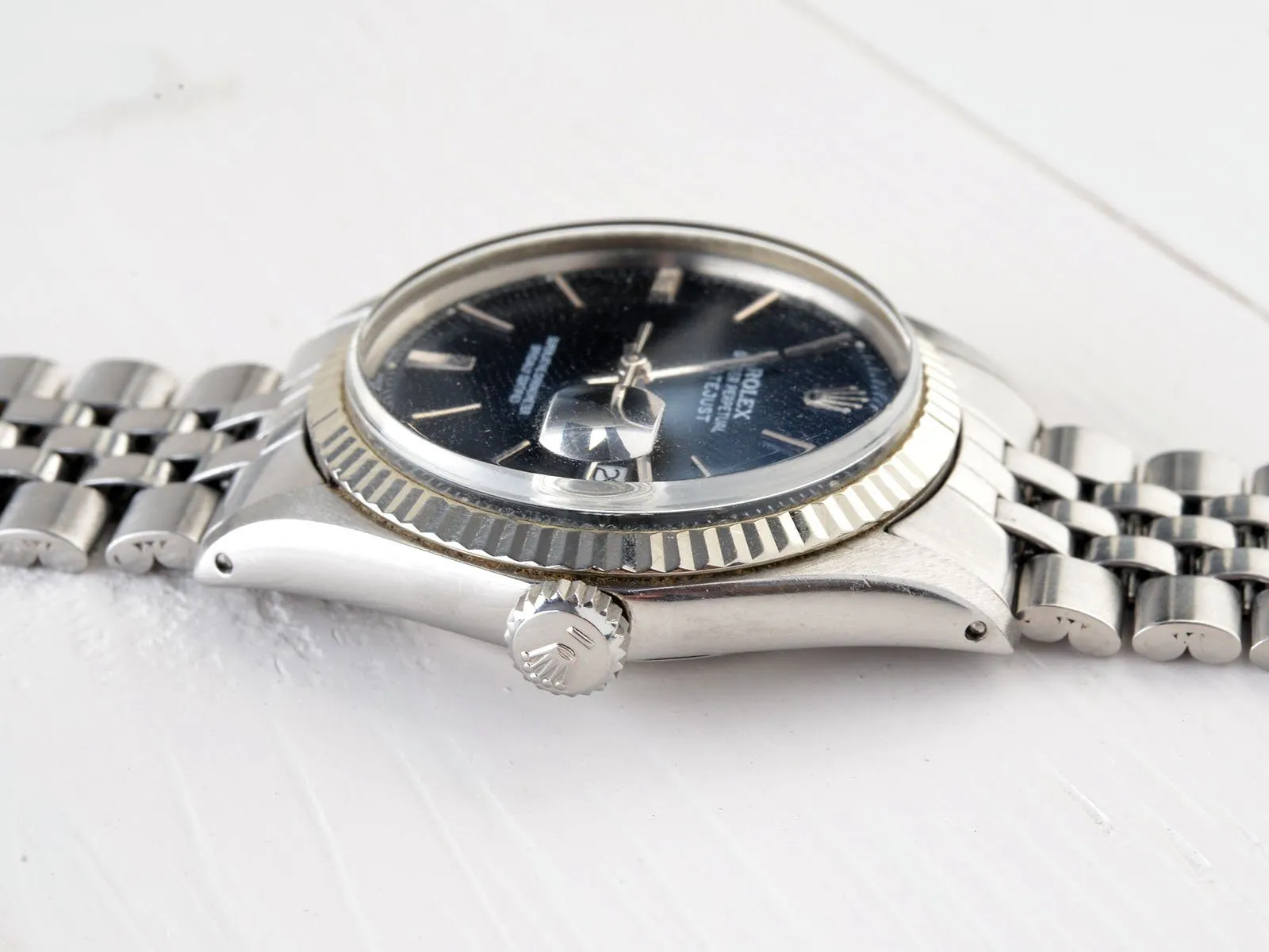 ROLEX 1601 DATEJUST BLACK DOOR STOP DIAL
