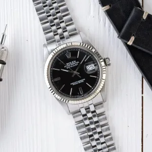ROLEX 1601 DATEJUST BLACK DOOR STOP DIAL