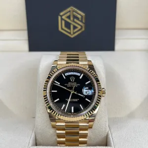 Rolex 228238 Day-Date Yellow Gold Black Motif Dial 2022 Full Set Watch