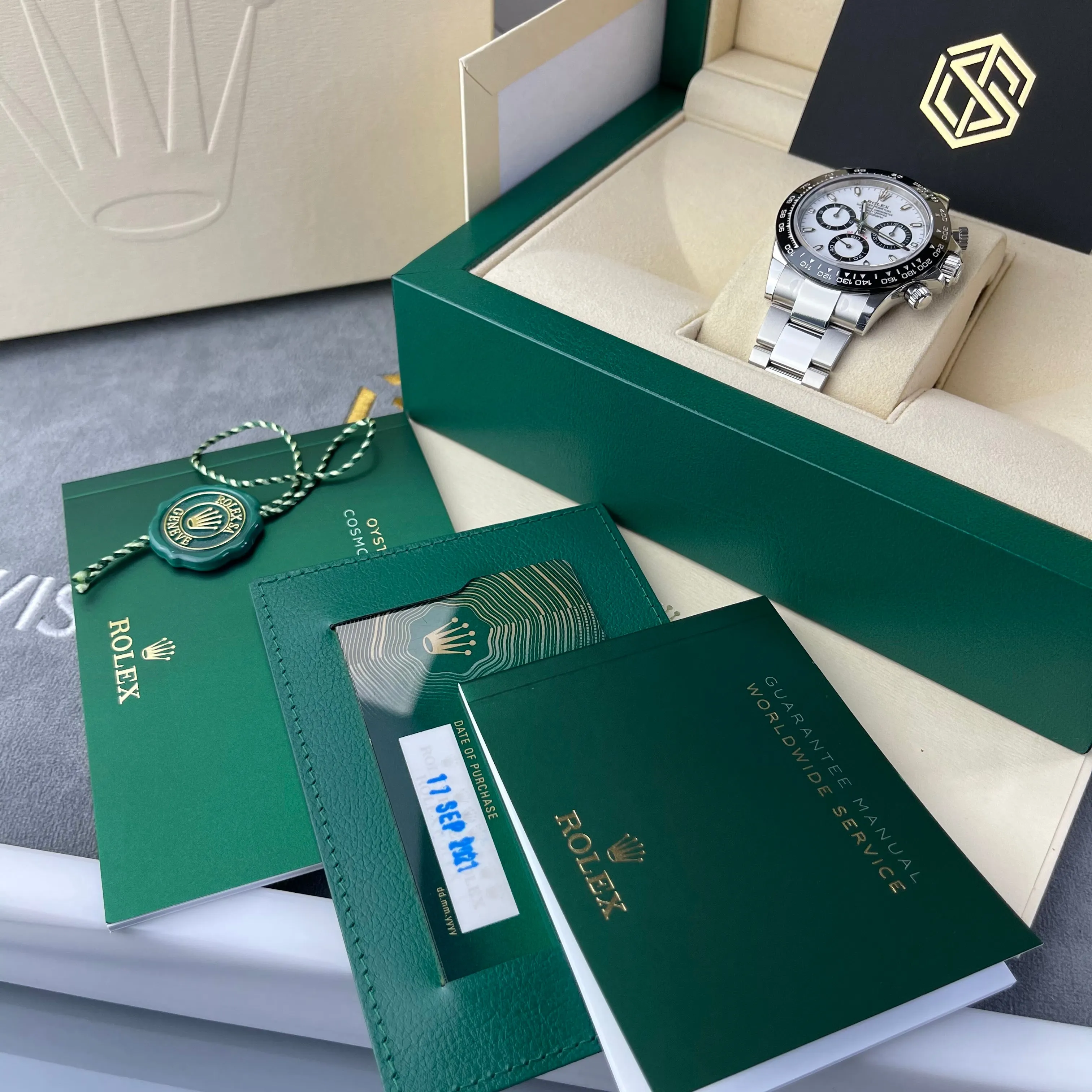Rolex Cosmograph Daytona Ceramic White 'Panda' Dial 116500LN Sept 2021 Full Stickers Watch