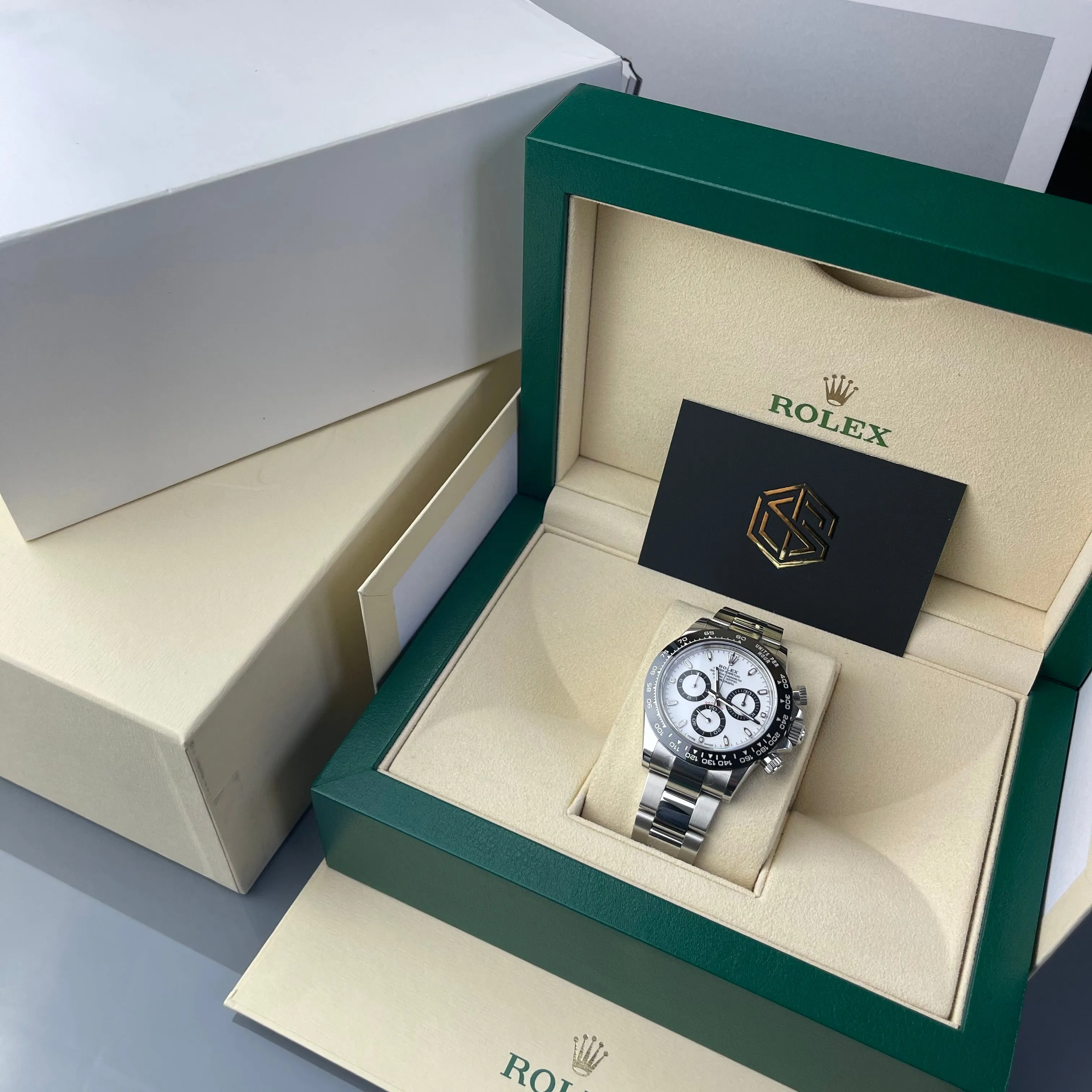 Rolex Cosmograph Daytona Ceramic White 'Panda' Dial 116500LN Sept 2021 Full Stickers Watch