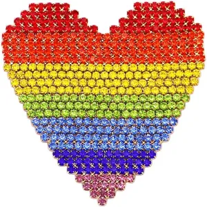 Rosemarie & Jubalee Women's Stunning Rainbow Love Crystal Rhinestone Heart Jewelry Pieces Pride Friendship Gifting (Brooch Pin, 2.5")