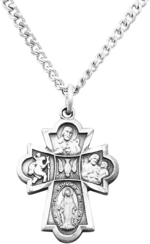 Rosemarie Collections Small Religious Four Way Cross Pendant Necklace 18"