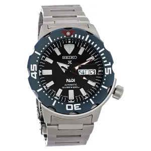 Seiko Mens Prospex Black Blue Silver Tone Stainless Steel Watch - SRPE27