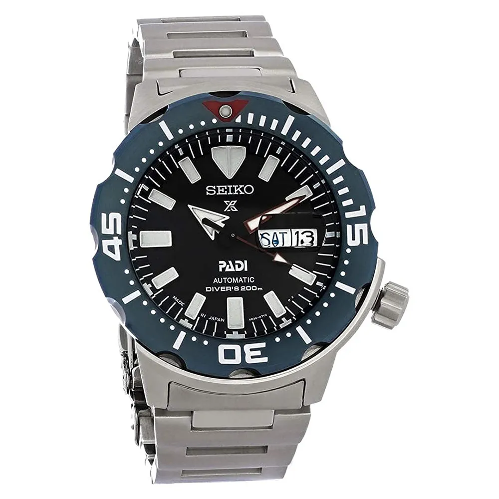 Seiko Mens Prospex Black Blue Silver Tone Stainless Steel Watch - SRPE27