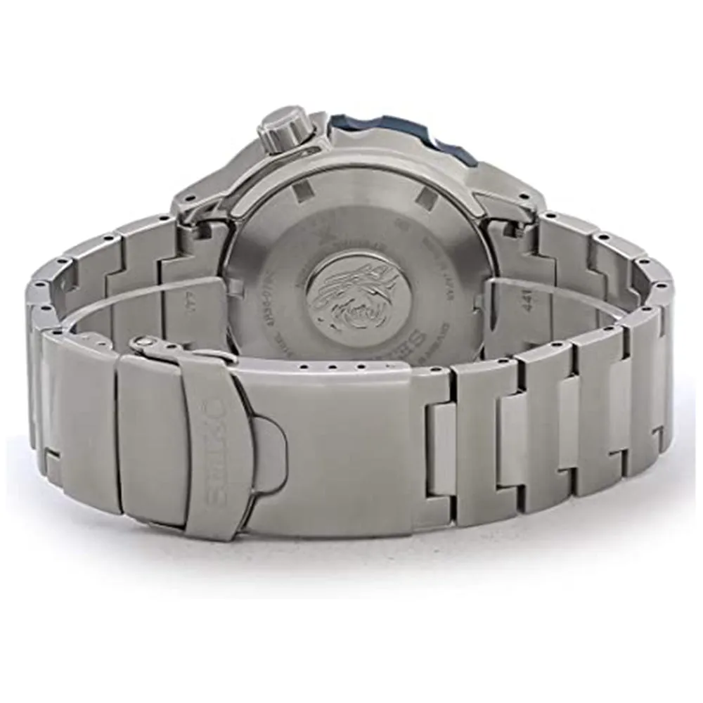 Seiko Mens Prospex Black Blue Silver Tone Stainless Steel Watch - SRPE27