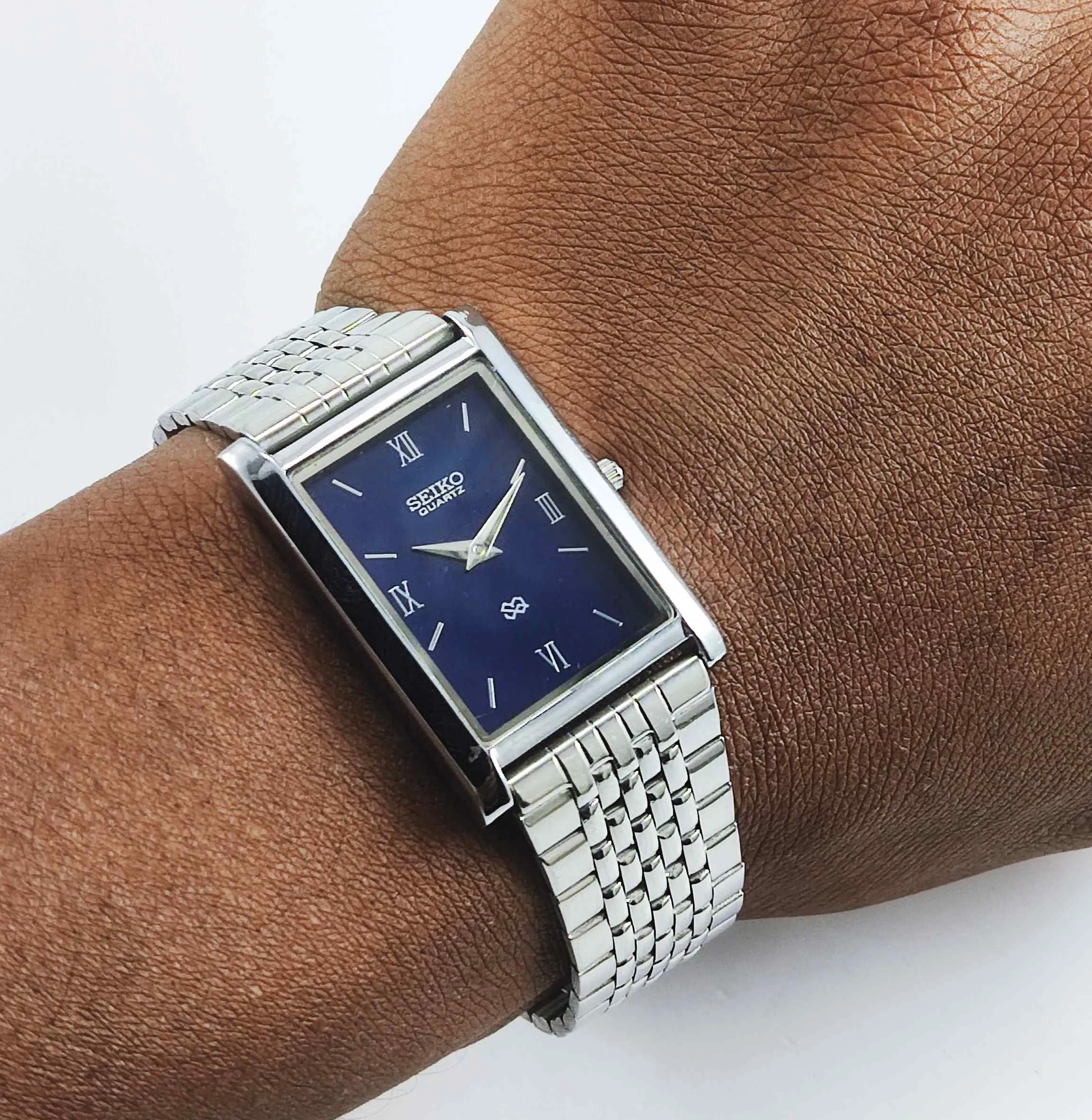 Seiko Quartz MIYOTA Blue Dial Silver Case Men's Watch