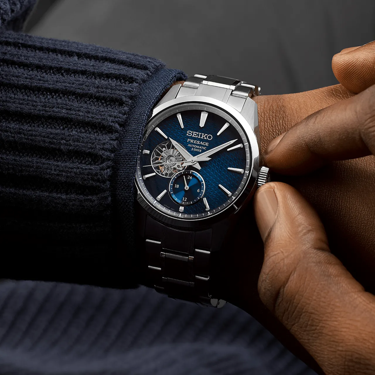 Seiko - SPB417J Presage ‘Ao’ Sharp-Edged Open Heart Automatic Watch