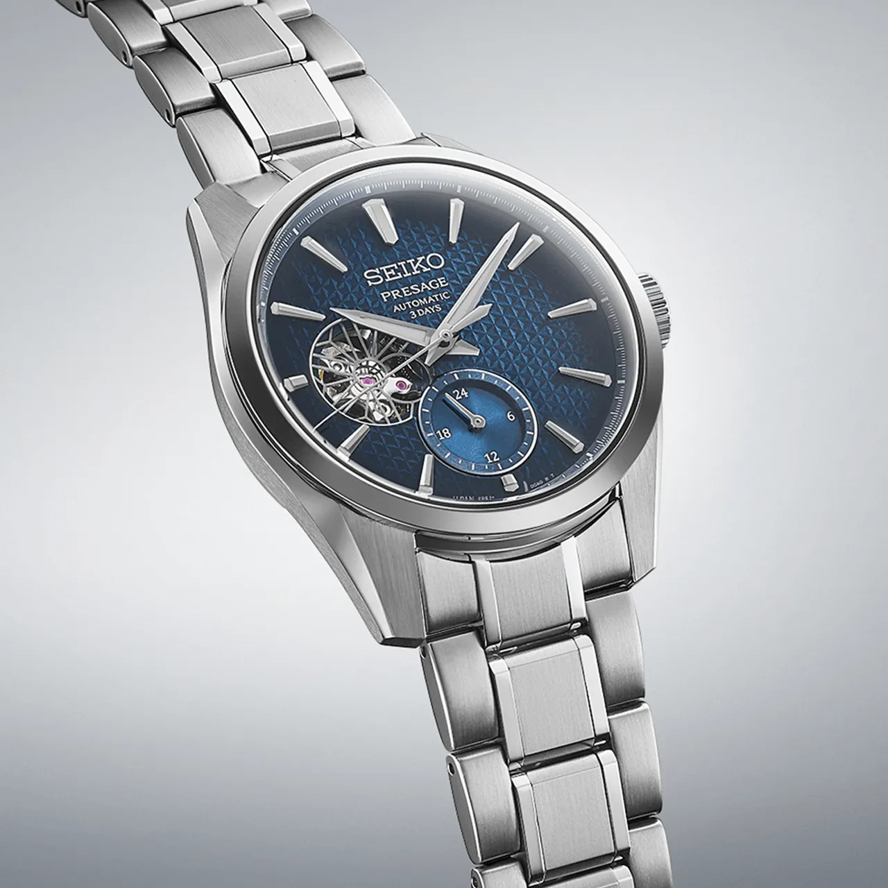 Seiko - SPB417J Presage ‘Ao’ Sharp-Edged Open Heart Automatic Watch