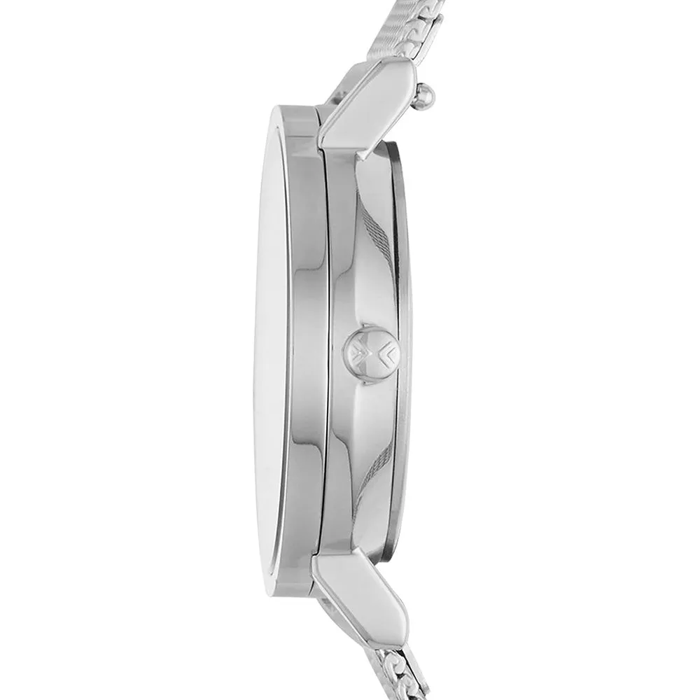 Skagen Womens Hald Quartz Round White Dial Silver Stainless Steel Mesh Bracelet Classic Dress Watch - SKW2441