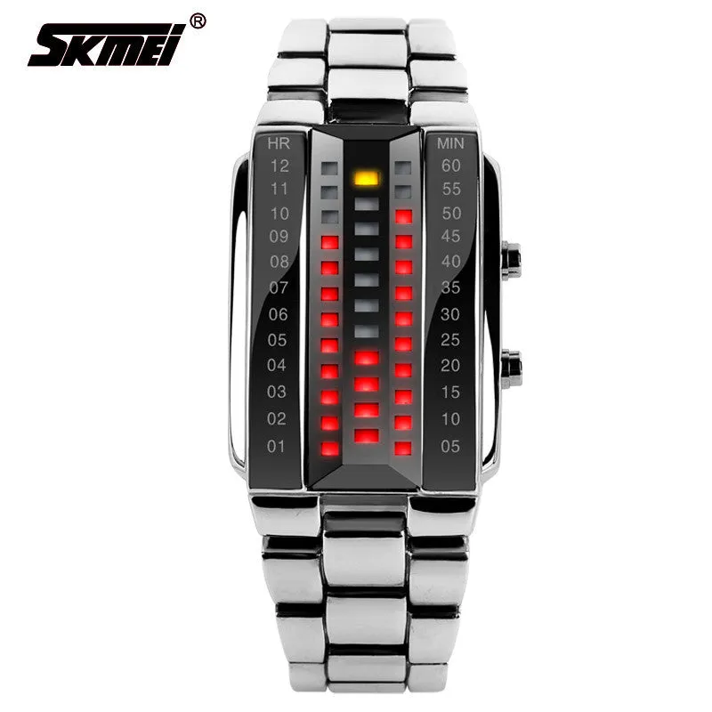 SKMEI 1013 High Quality Fashion Men's Wrist Watch With Calendar Alloy Analog Luxury Watches New binary led wristwatches