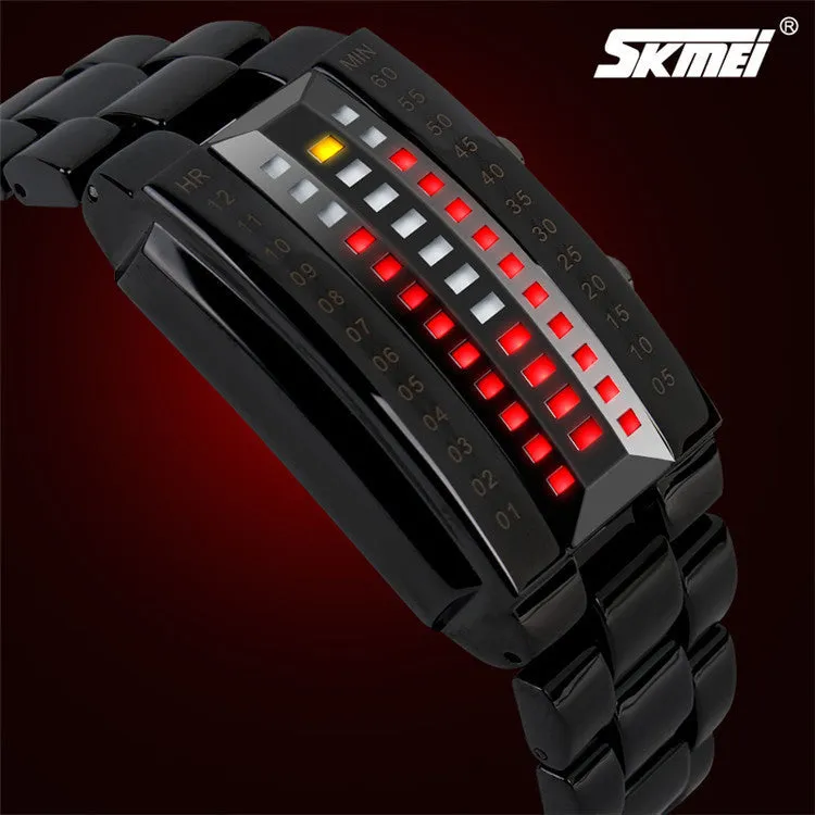 SKMEI 1013 High Quality Fashion Men's Wrist Watch With Calendar Alloy Analog Luxury Watches New binary led wristwatches