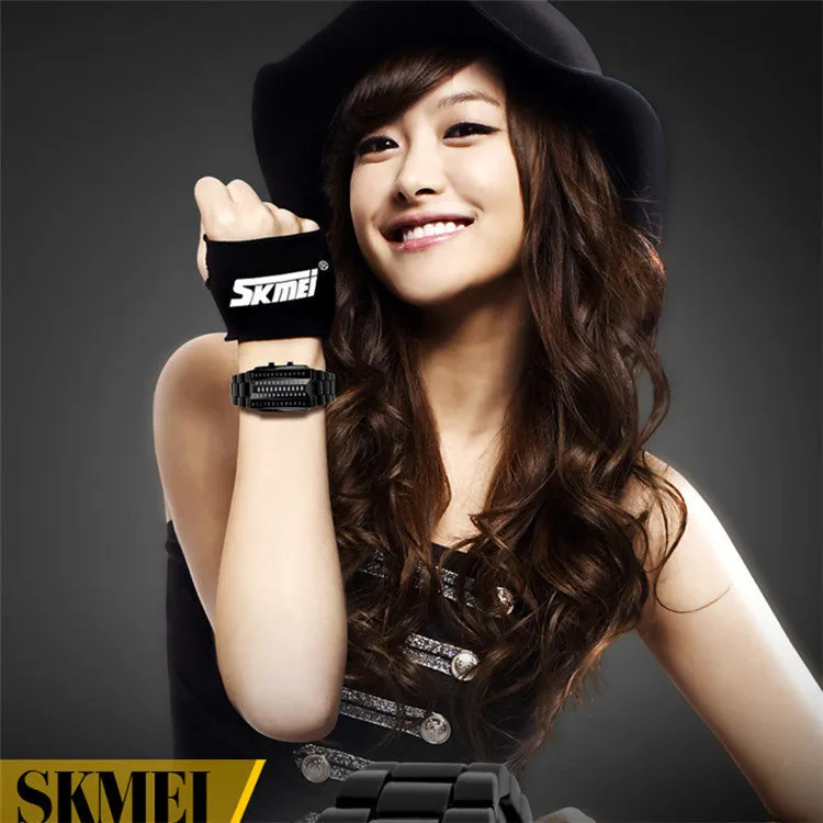 SKMEI 1013 High Quality Fashion Men's Wrist Watch With Calendar Alloy Analog Luxury Watches New binary led wristwatches
