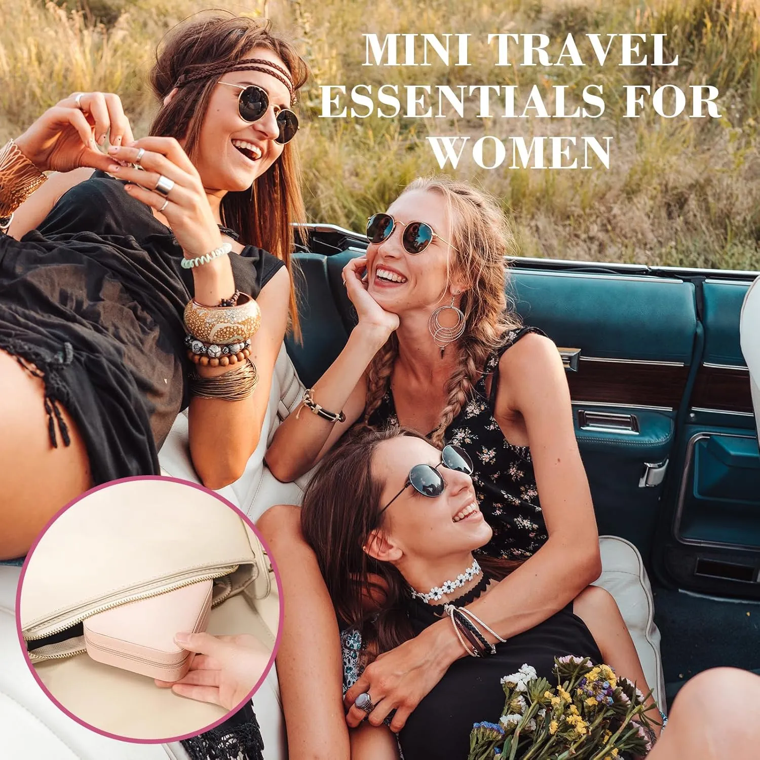 Small Travel Jewelry Case Organizer,Mini Travel Essentials for Women,Bridesmaid Gifts Birthday Gifts for Women,Small Jewelry Box for Girls 8-12