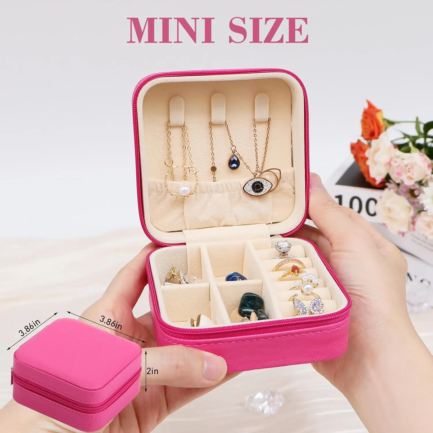 Small Travel Jewelry Case Organizer,Mini Travel Essentials for Women,Bridesmaid Gifts Birthday Gifts for Women,Small Jewelry Box for Girls 8-12