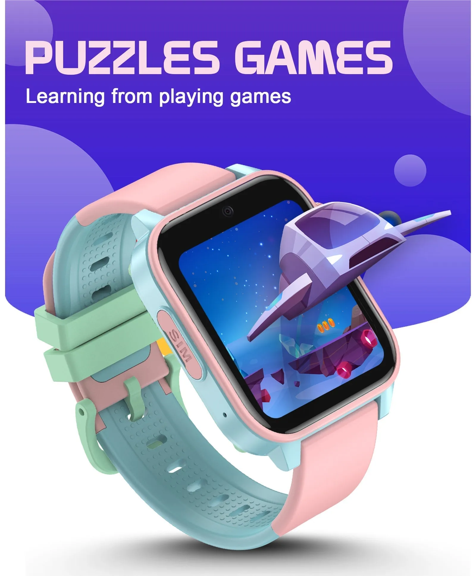 Spiky GNOME 4g Video & Voice Calling Smartwatch with - Pink