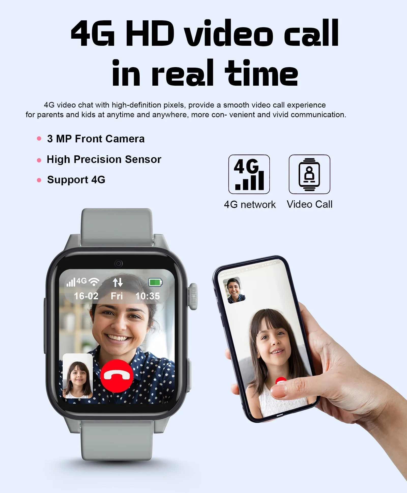 Spiky GNOME 4g Video & Voice Calling Smartwatch with - Pink