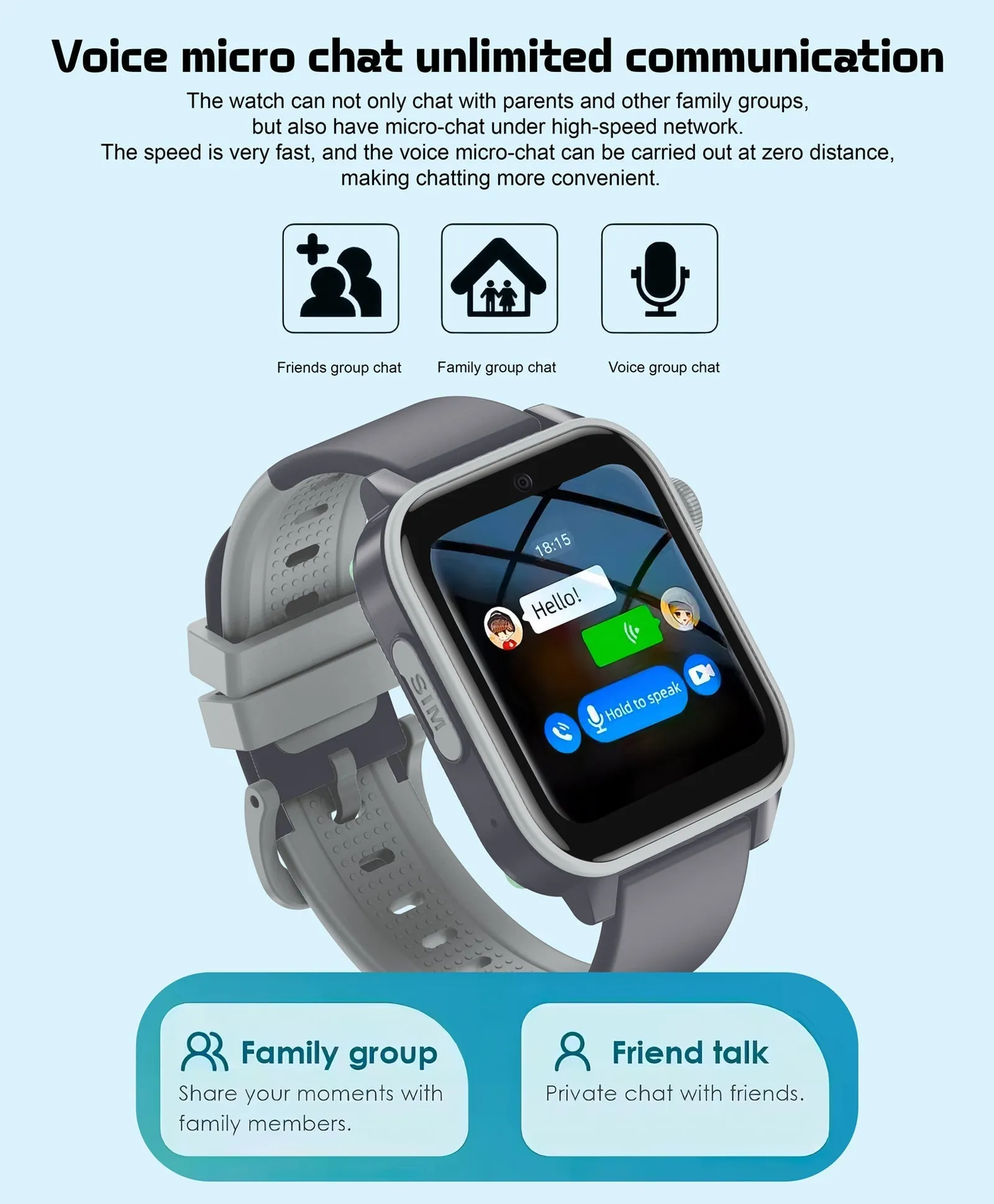 Spiky GNOME 4g Video & Voice Calling Smartwatch with - Pink