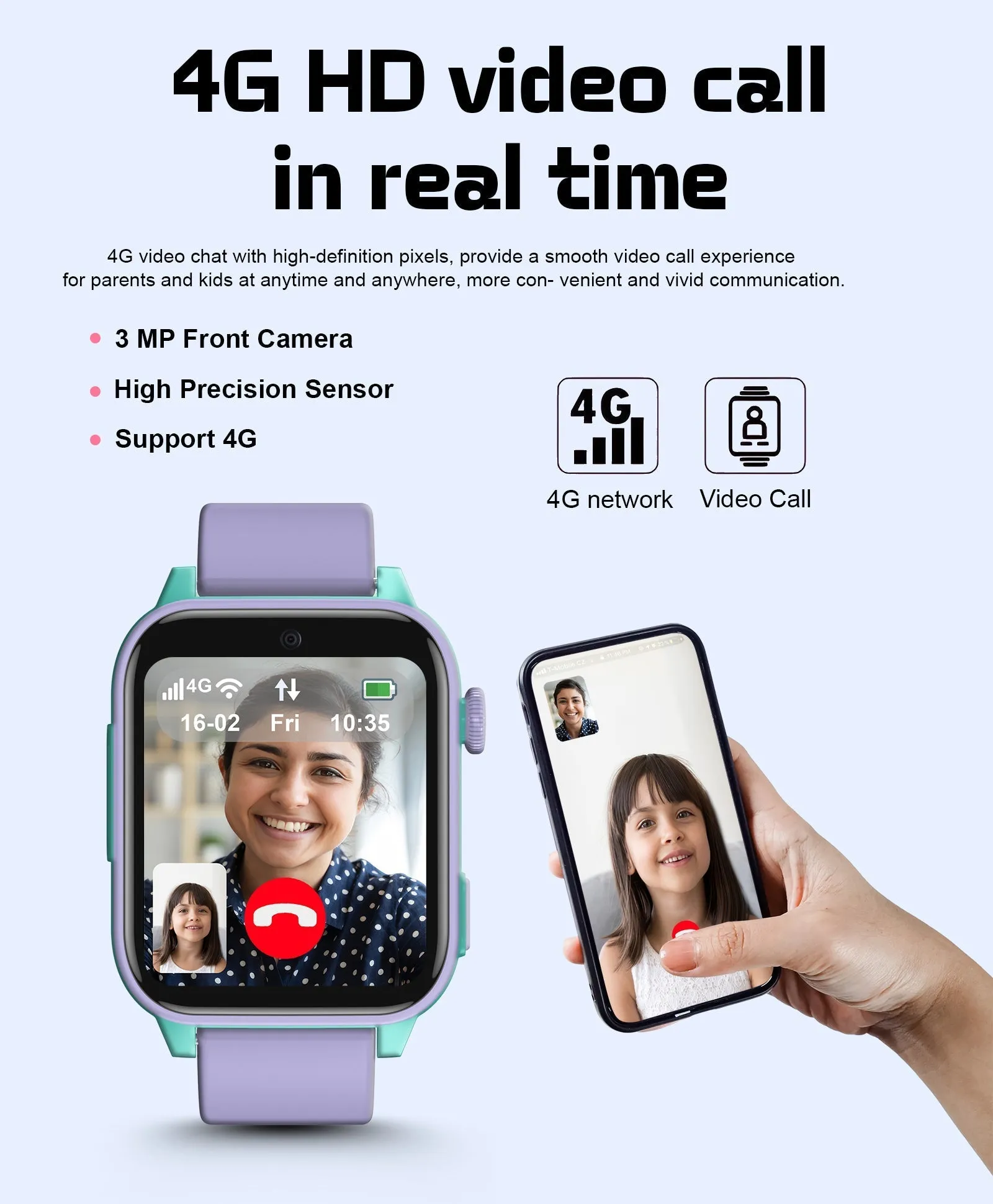 Spiky GNOME 4g Video & Voice Calling Smartwatch with - Pink