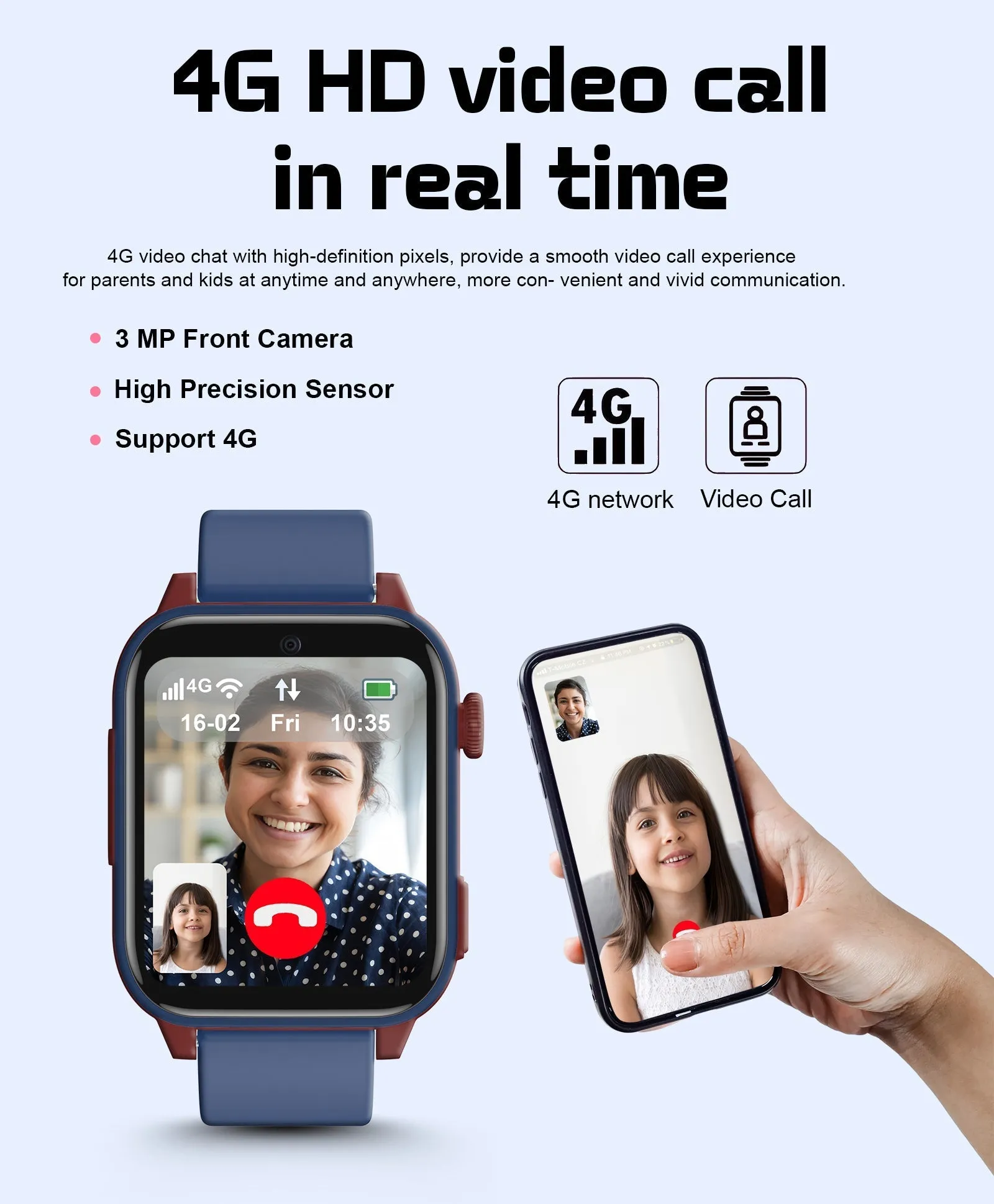 Spiky GNOME 4g Video & Voice Calling Smartwatch with - Pink