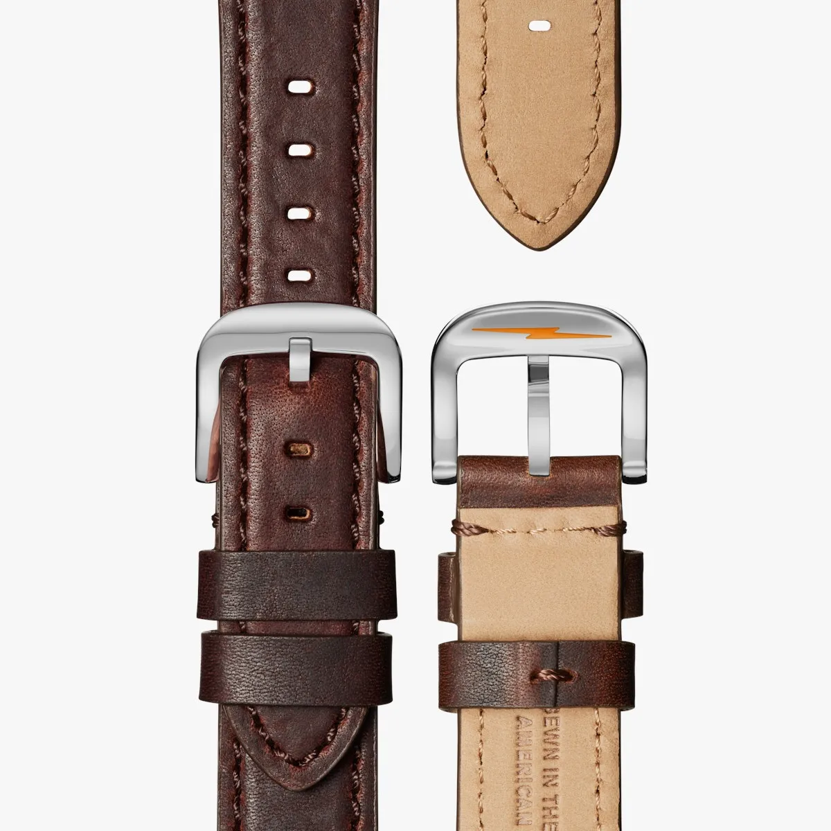 The Runwell Sub Second Watch - 41mm Blue / Cattail Brown Leather Strap