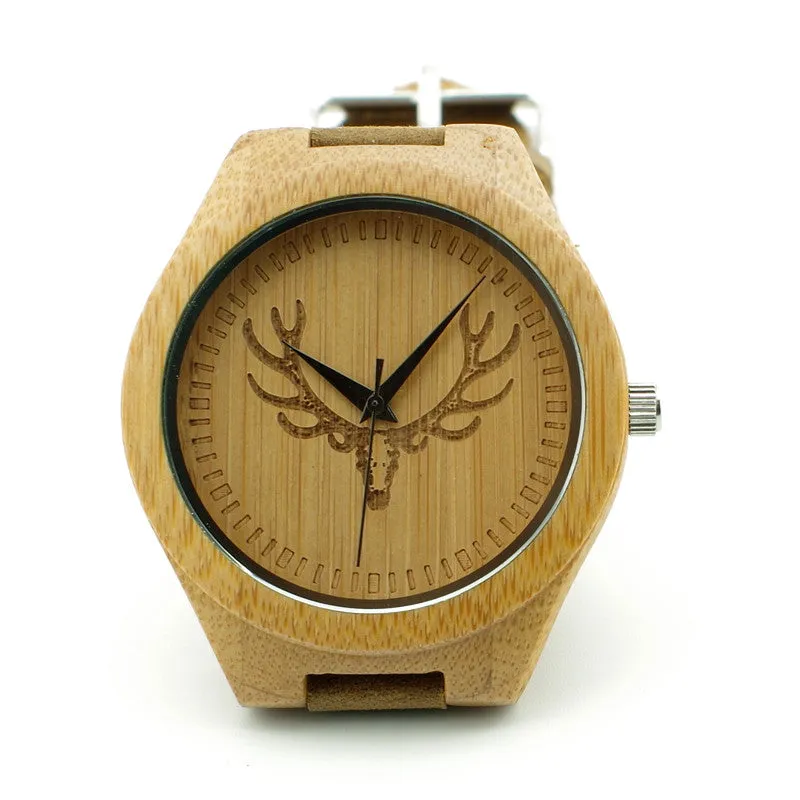 Top brand Bobobird Men's Bamboo Wooden Bamboo Watch Quartz Real Leather Strap Men Watches With Gift Box