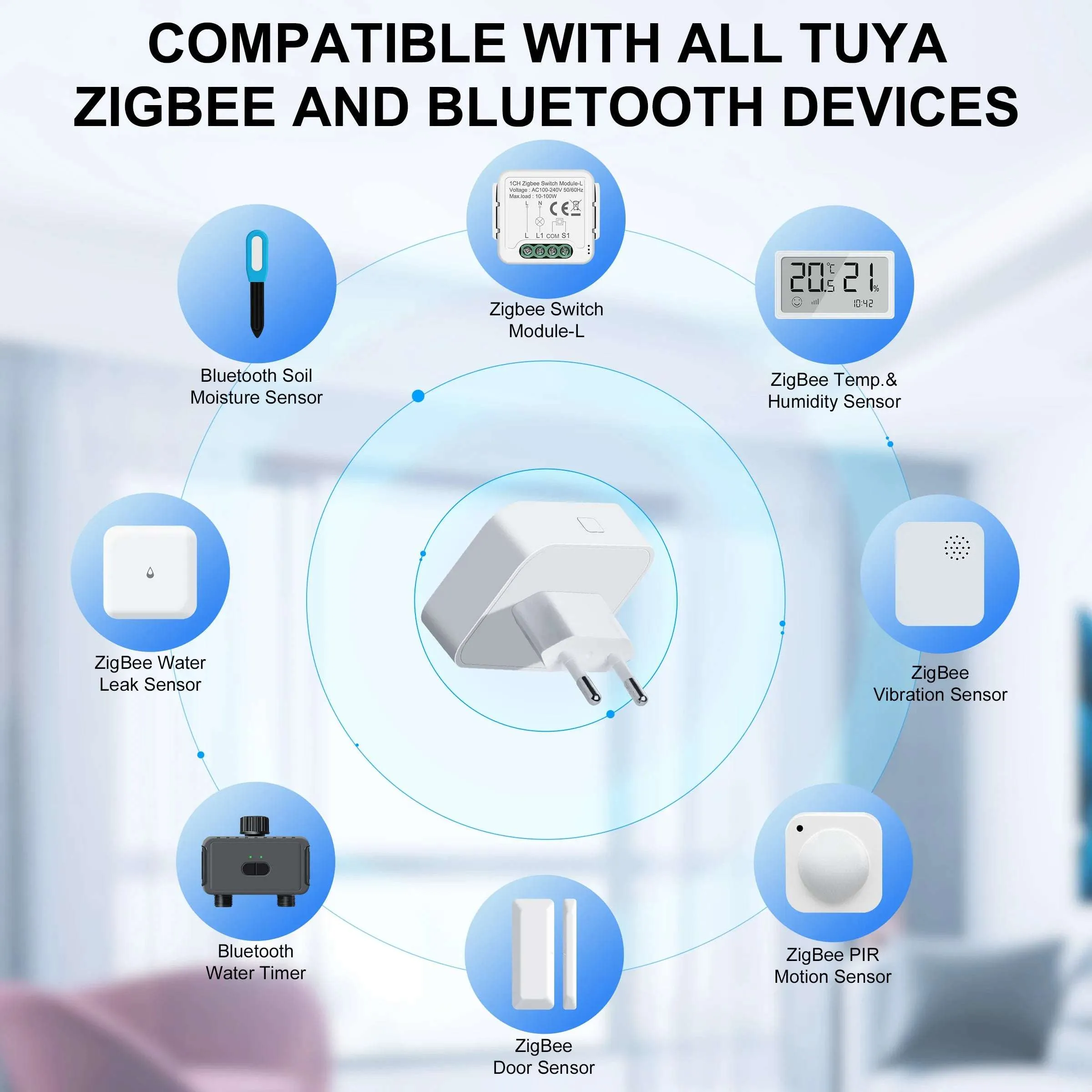 Tuya ZigBee Bluetooth Hub  Smart Home Gateway for Alexa & Google (EU/US Plug)