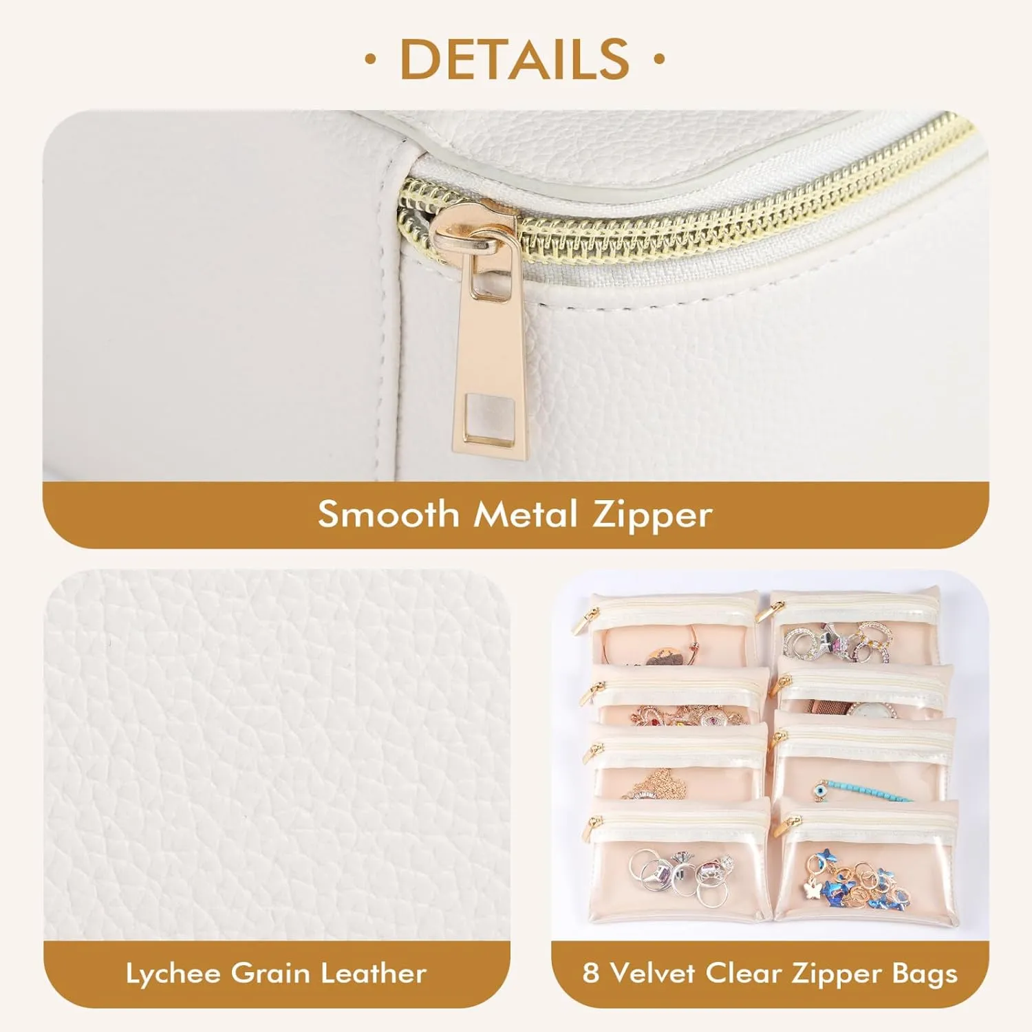 Ultimate Bridesmaid Gifts: White Travel Jewelry Case with Embroidered 'S' - Safe & Stylish Storage