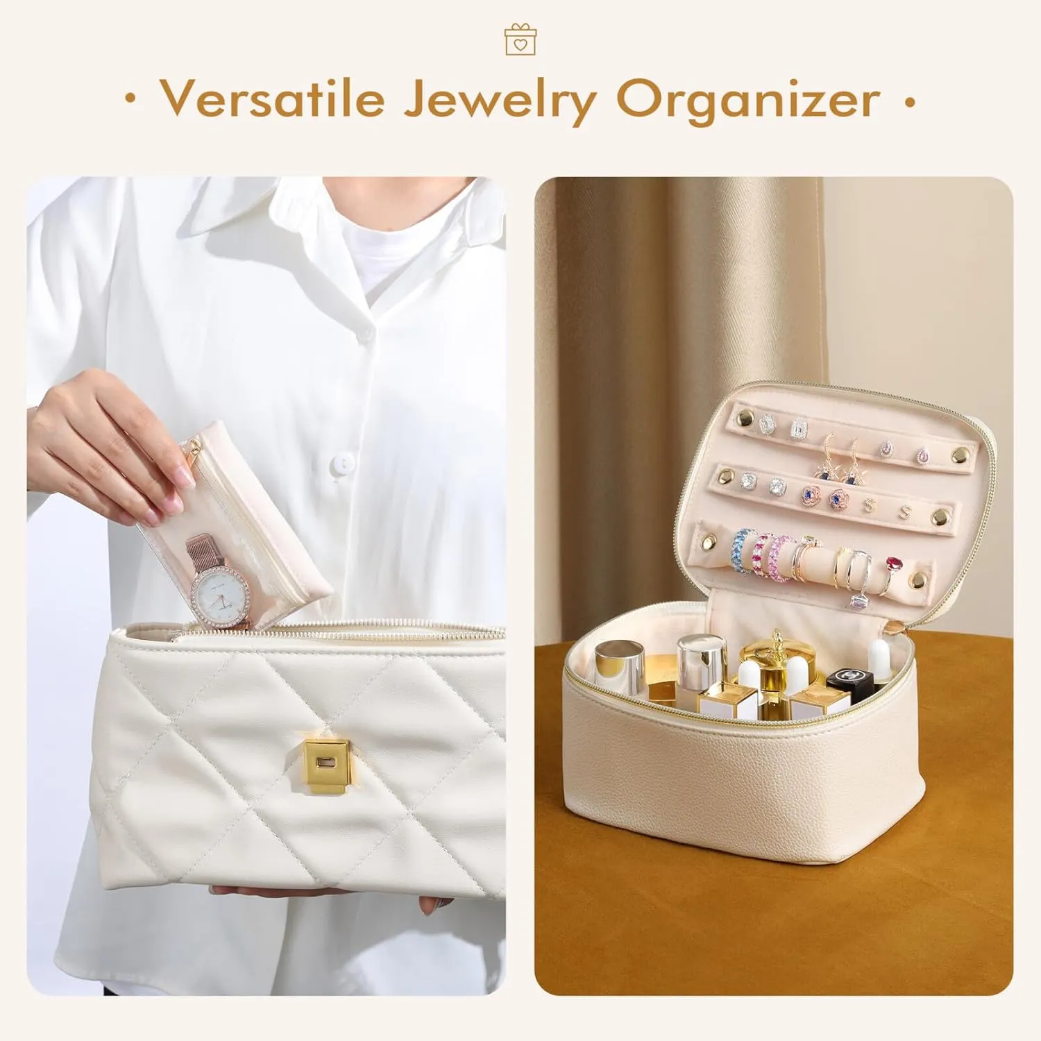 Ultimate Bridesmaid Gifts: White Travel Jewelry Case with Embroidered 'S' - Safe & Stylish Storage