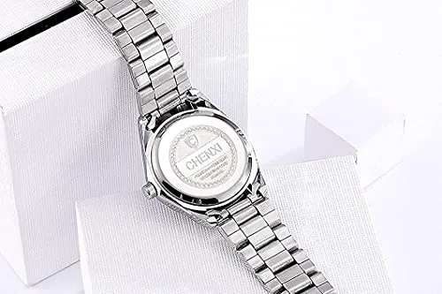Watches for Women Analog Quartz Silver Stainless Steel Watches Luminous Waterproof Ladies Dress Watch (021 Green)