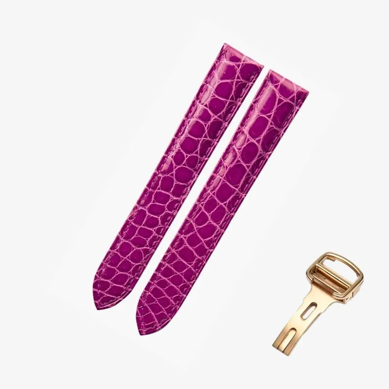 WATCHESMATE Purple Leather Strap for Cartier Tank Collection Watches