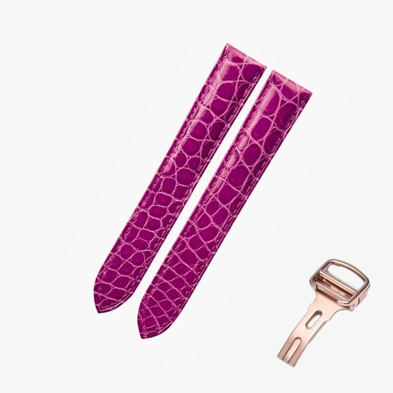 WATCHESMATE Purple Leather Strap for Cartier Tank Collection Watches