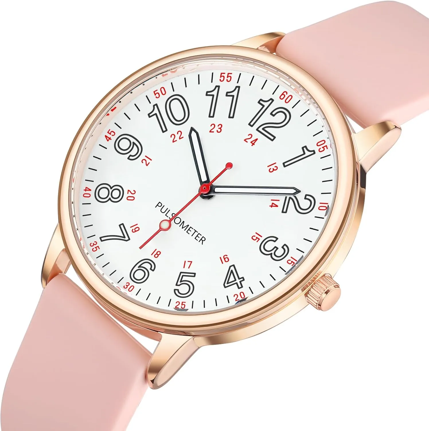 Women's Nurse Watch Easy to Read Quartz Women's Watch 24Hour Daily Waterproof Analog Wrist Watches Silicone Soft Strap