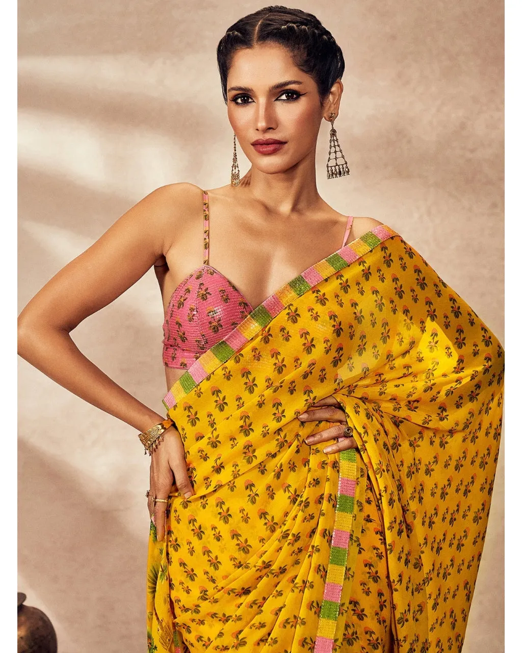 Yellow Pixie Dust Sari Set