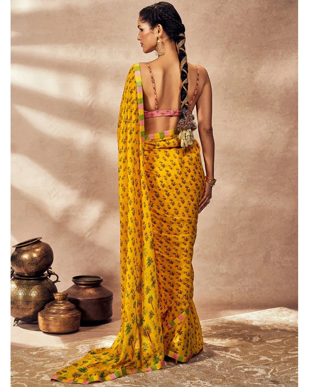 Yellow Pixie Dust Sari Set